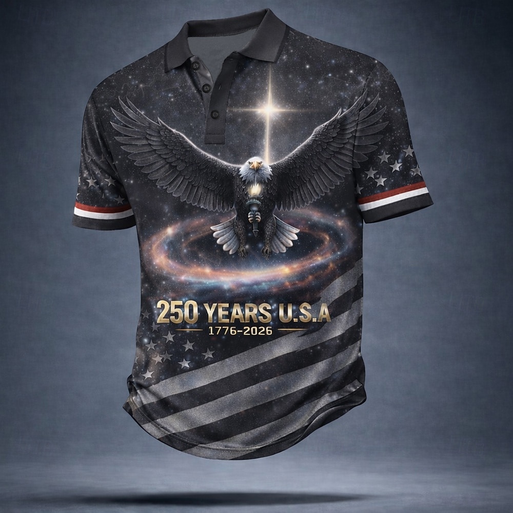 4η Ιουλίου 2026 250η Ανδρικά Αμερικανική σημαία των ΗΠΑ Μπλουζάκια πόλο Κοντομάνικο Μπλουζάκια πόλο Πέτο Καθημερινό Ένδυση γυμναστικής και άθλησης Καθημερινά Ρούχα Φεστιβάλ στολή 3D εκτύπωση Κουμπιά 2026 - $21.99 –P2