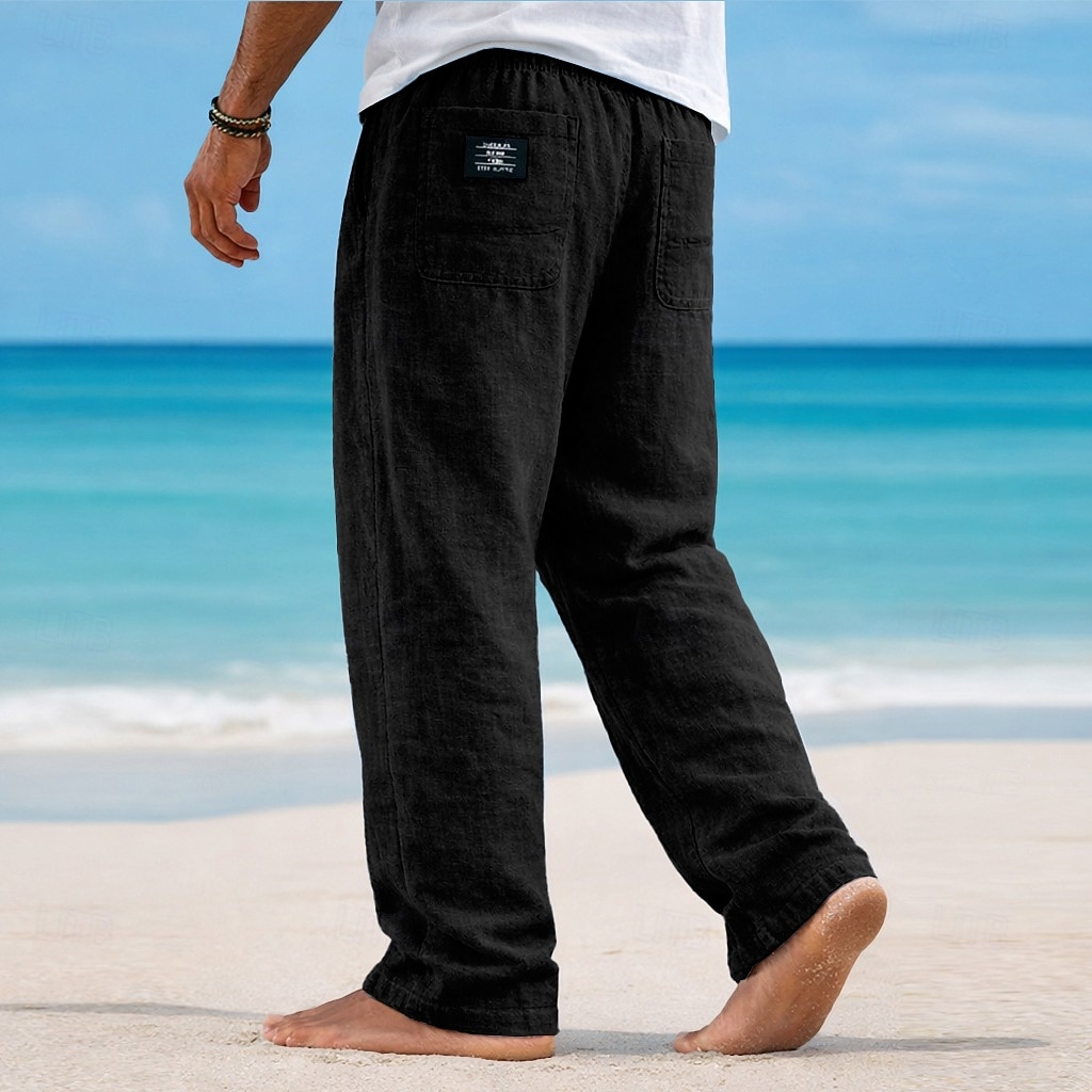 Homme Pantalons en Lin Pantalons Pantalon d'été Pantalons Amples Pantalons de Plage Cordon de serrage Taille Élastique Jambe Droite Couleur Unie Léger Respirant Longueur complète Occasionnel de 2026 ? $25.99 –P9