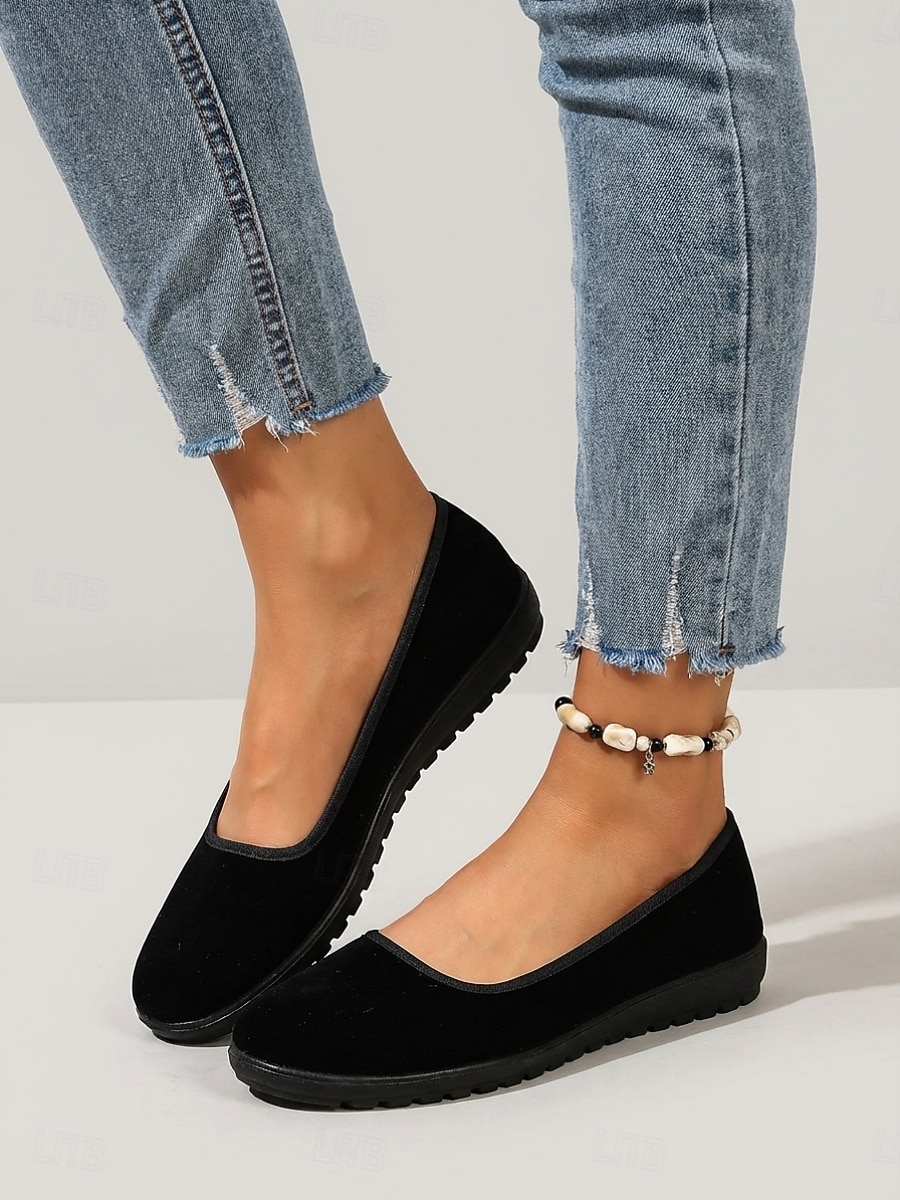 Komfortable svarte slip-on flats for kvinner – myke flats med fleksibel såle for hverdagsbruk, turgåing og uformelle utflukter 2026 - $18.99 –P3
