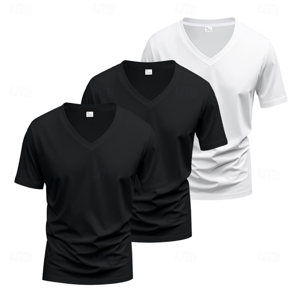 Herr T-shirt T-tröja Kortärmad V-hals Sommar Vår Slät Designer Grundläggande Modernt Modernt 3 st Ledigt Semester Gata 8# 9# 4# Topp t-shirt för män 2026 - $43.99 –P14