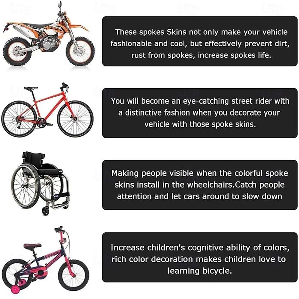 72PCS 24cm Universal Dirt Bike Spoke Covers Motorcycle Wheel Rim Spoke Wrap Kit Skins Protector Cover For Motocross Bicycle Bike 2026 - $9.99 –P9