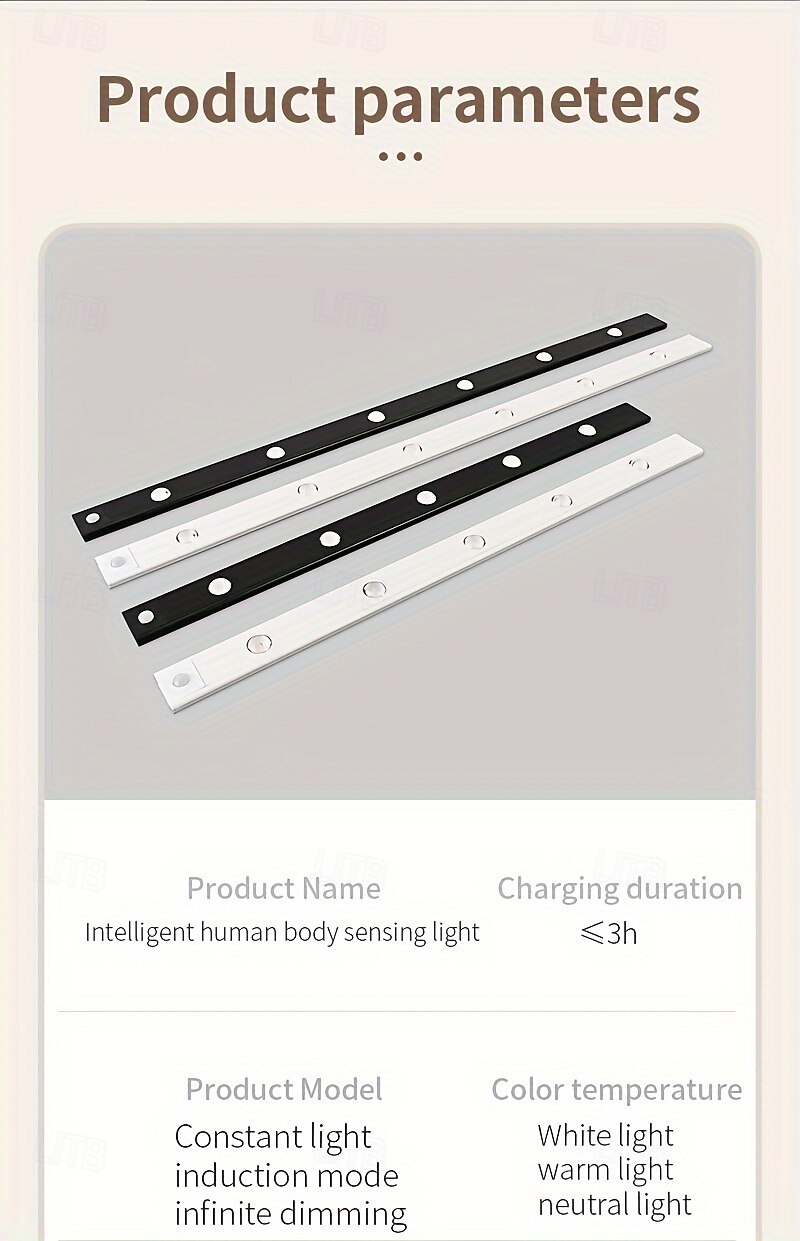 Smart Motion Sensor Cat Eye Cabinet Lights, 30/40/50cm, Tri-Color Dimmable LED, USB Rechargeable, Magnetic Clip-On, No Wiring, Multi-Functional Night Light for Cabinets, Wardrobes, Desks, Entryway 2026 - $12.75 –P3