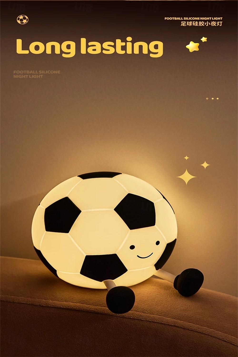 Soccer Night Light for Kids Boys, Soft Silicone Football Lamp with 3 Brightness Levels and Timer, USB Rechargeable Squishy Bedside Light for Bedroom Decor, Cute Sports Gift for Soccer Fans 2026 - $17.99 –P6