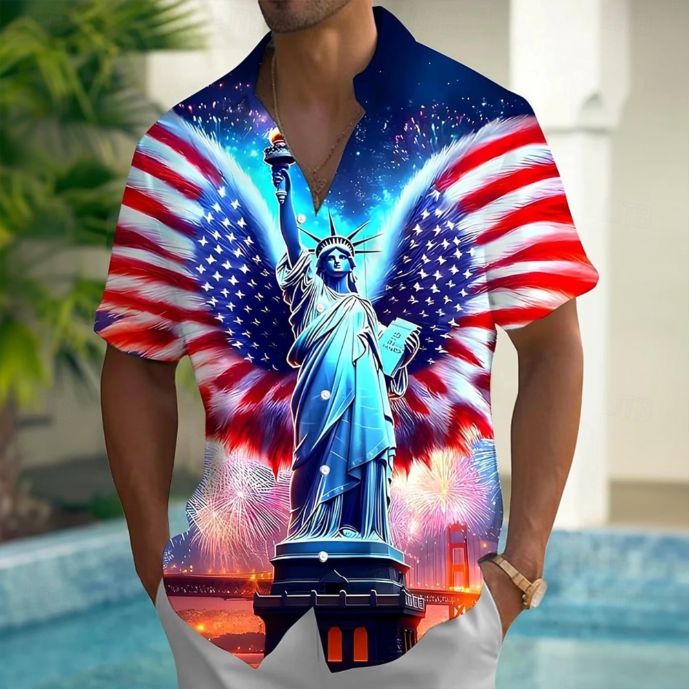 Per uomo 4 luglio, 250° anniversario degli Stati Uniti Statua della Libertà Bandiera degli Stati Uniti Camicia Camicia Estiva Camicia con Bottoni Manica Corta Patriotico All'aperto Ferie Estate del 2026 a $25.99 –P1