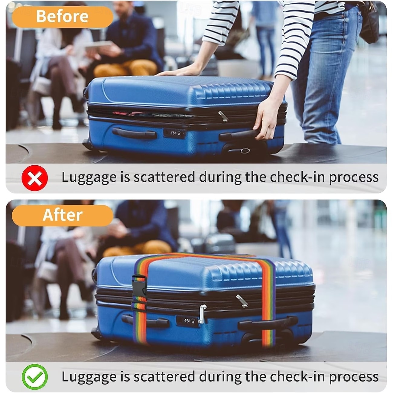 4PCS Luggage Straps, 200CM Adjustable Travel Bag Belts with Buckle, Secure Suitcases, Quick Luggage Identification, Multiple Colors, Travel Essential, Gift Idea 2026 - $24.99 –P8