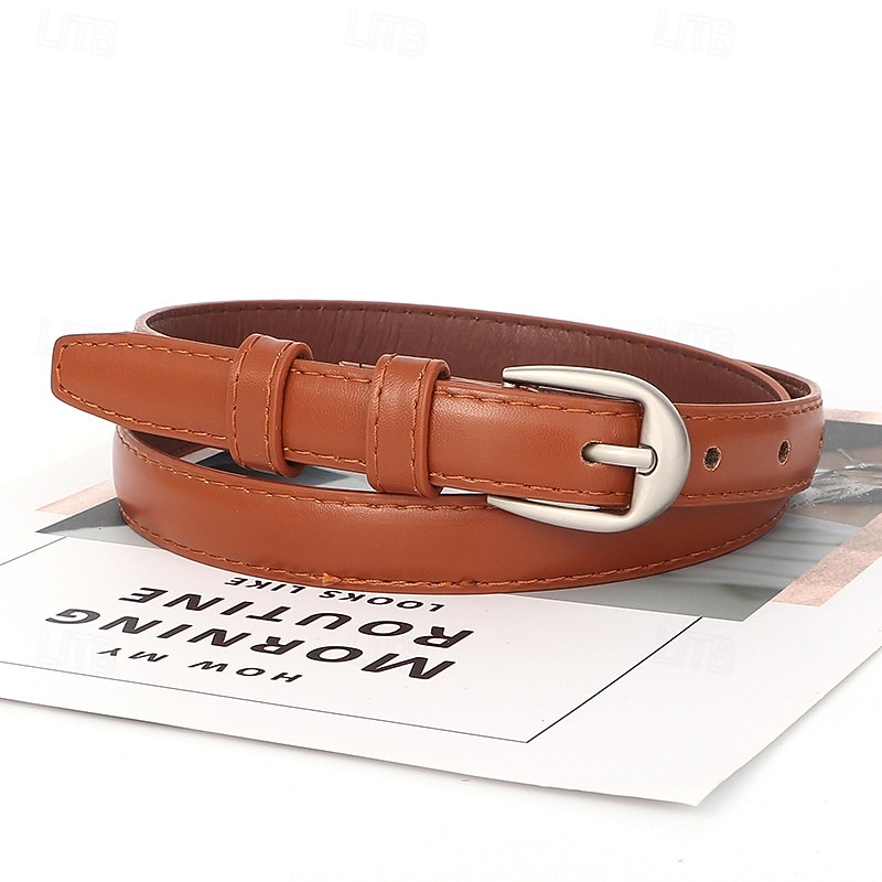 Women's PU Buckle Belt PU Leather Metal Bucke Geometric Casual Daily Holiday Black Brown Beige Coffee 2026 - $2.49 –P5