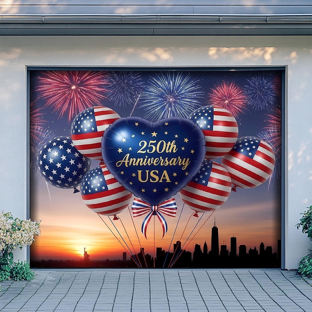 4 juli 2026 250-årsminne Tapestry Banners Garage Door Cover Örn Amerikansk flagga 3D-utskrift Modern patriotisk festskjutning Bakgrundsgåva Heminredning 2026 - $35.99 –P1