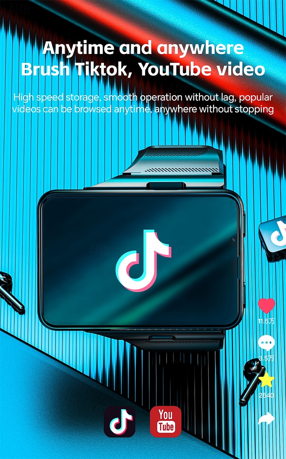 Relógio inteligente Lokmat Appllp Max de 2,88 polegadas com 4G LTE, pedômetro, calendário e câmera, compatível com dispositivos móveis, unissex, com classificação IPX-4 e caixa de 32 mm. de 2026 por $412.79 –P10