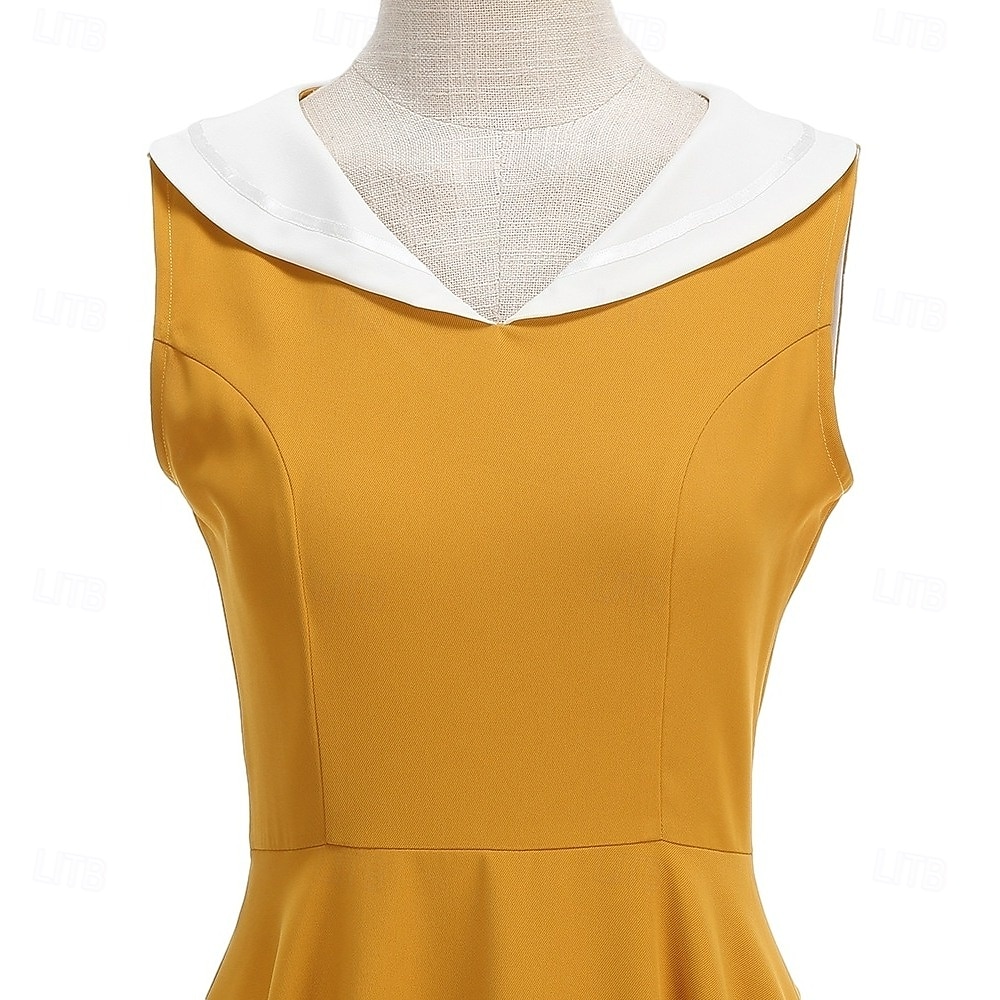 Anos 50 Retro Vintage Até os Joelhos Vestidos Rockabilly Vestido Flare Sem Mangas Côr Sólida Fantasia Mulheres Carnaval Baile de Máscaras Baile de Formatura Festa de Noite Festa de Noivado Adulto de 2026 por $47.99 –P11