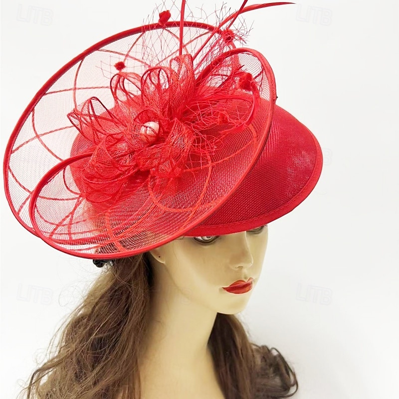 fascinators Sinamay Bryllup Bursdag Elegant Årgang søt stil Med Perledetaljer Tyll Hodeplagg Hodeplagg 2026 - $22.99 –P5