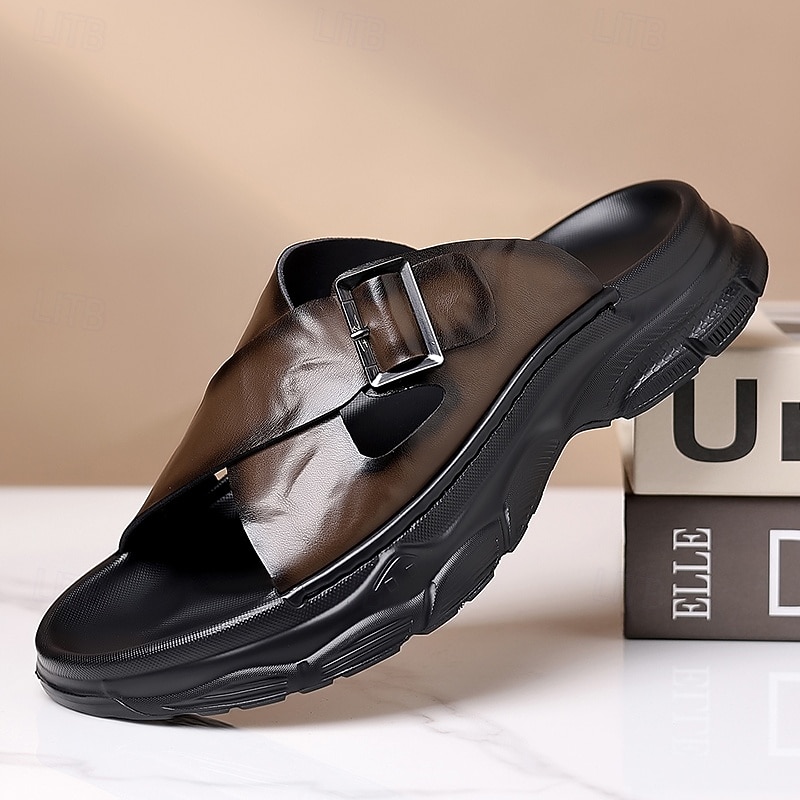 Pánské mokasíny z umělé kůže – pohodlné letní sandály s otevřenou špičkou a nastavitelným páskem, lehké a prodyšné, ideální pro každodenní nošení, cestování a volný čas v přírodě 2026 - $46.99 –P1