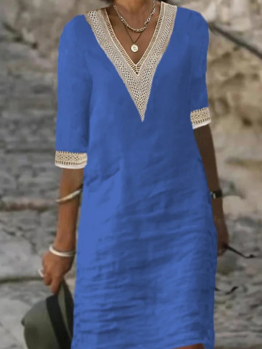 Per donna Abito al ginocchio Abito Bianco Elegante Moda Moderno All'aperto Vacanza Uscire Vestibilità regolare Semplice Senza Maniche Scollo a V Blu Nero Bianco Giallo Estate Primavera del 2026 a $25.99 –P7