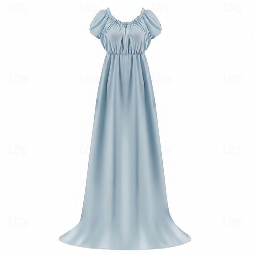 Renaissance 19ème siècle Période de la Régence Longueur au sol Robe Manches courtes Princesse Dame Col rond Déguisement Femmes Royal Halloween Carnaval Foire de la Renaissance Soirée à thème rétro de 2026 ? $59.99 –P13