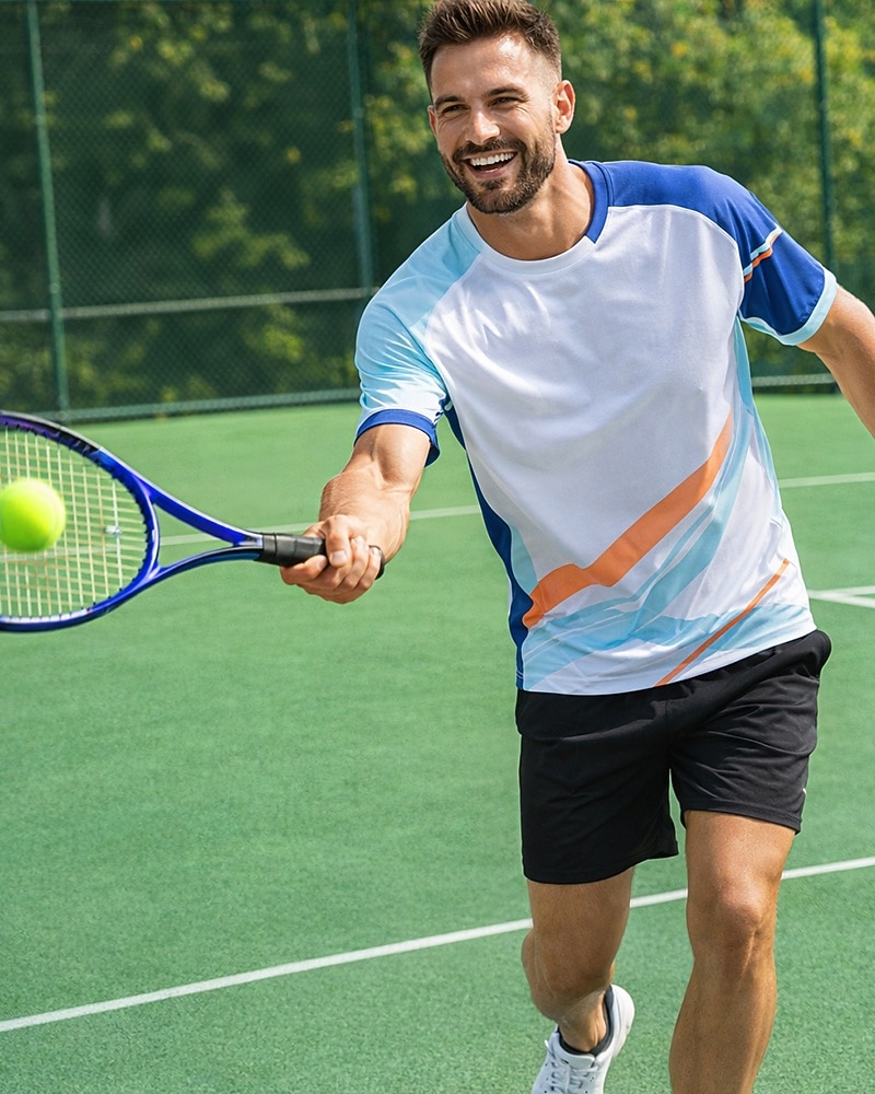 בגדי ריקוד גברים קולור בלוק סט ספורט חולצות ומכנסיים קצרים סט טניס שרוולים קצרים 2חלקים ייבוש מהיר מתיחה פתילת לחות נושם טניס גולף פיקלבול צווארון עגול קצר מכנסיים קצרים צמרות לבן כחול ים כחול בהיר 2026 - $34.99 –P1