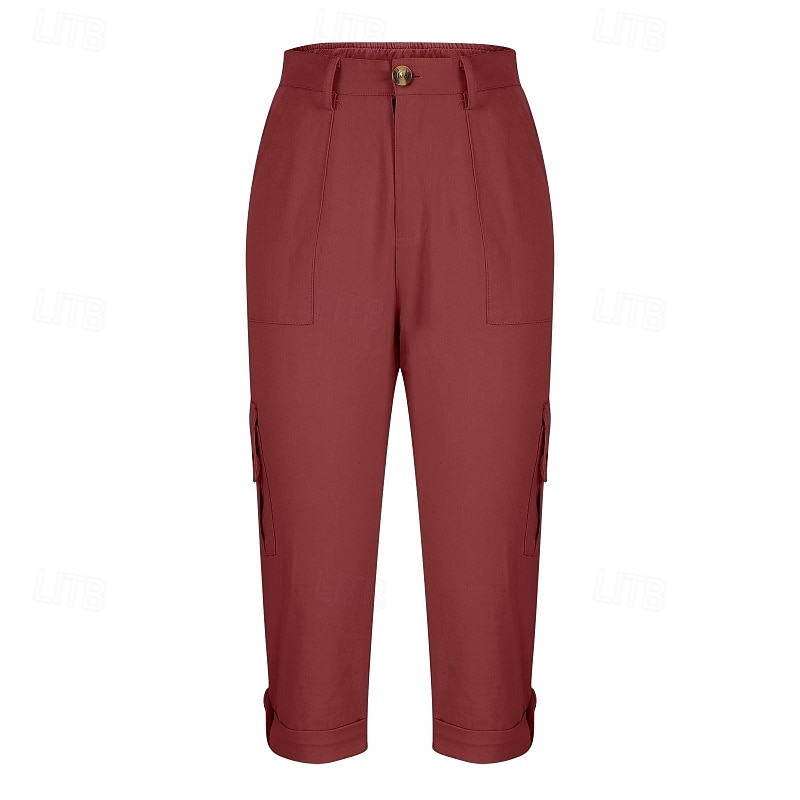 Per donna Pantaloni Cargo Pantaloni capri Chinos Vacanza Streetwear Casual Lunghezza al polpaccio Vita media Semplice Tasca Fascia Elastica Comodo Comodità Inelastico Quotidiano All'aperto Streetwear del 2026 a $33.99 –P5