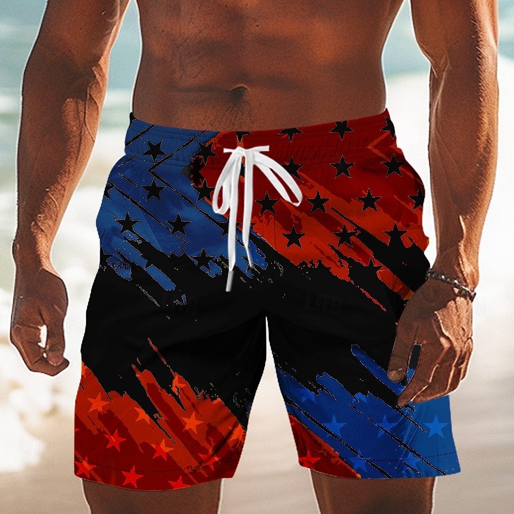Herren 250. Jahrestag des Unabhängigkeitstages der USA am 4. Juli US Flagge Badehosen Badeanzüge Badeshorts Boardshorts Mittlere Taille Patriotisch Ferien Seitentaschen Netzfutter Elastischer 2026 - $20.99 –P4