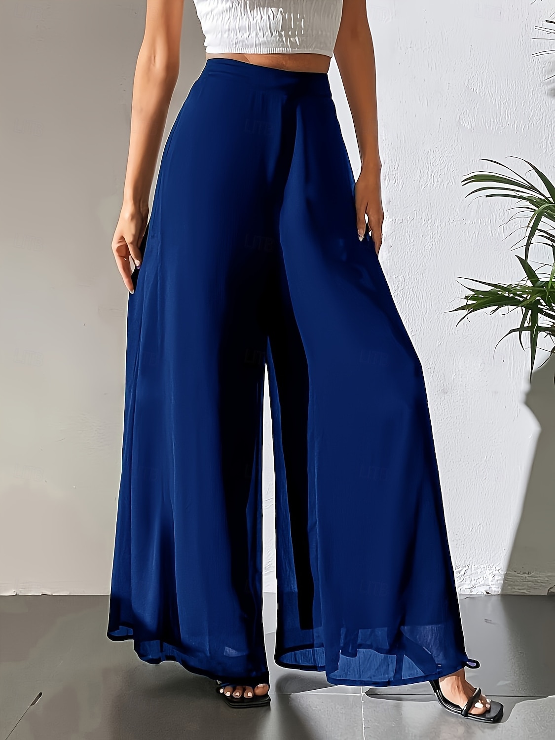 Dames Broek Zomerbroek Wijde broek Vrijetijdsbroek Vakantie Vintage Modieus Volledige lengte Hoge taille Effen Zak Elastische taille Breed Been Lichtgewicht Zacht Comfortabel Micro-elastisch Buiten 2026 - $26.99 –P11