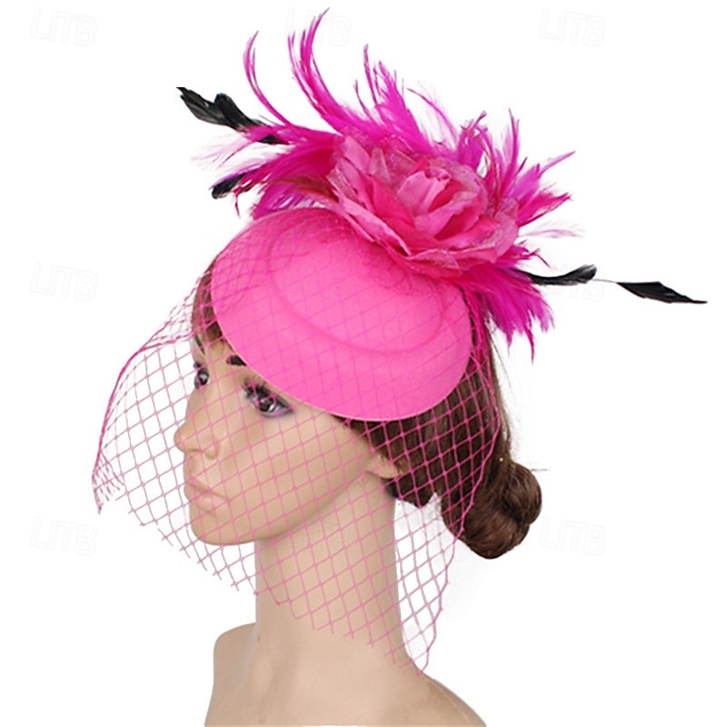 Fascinator Poliestere Matrimonio Compleanno Vintage Carino Retrò Con Piuma Fiore Copricapo Copricapo del 2026 a $22.99 –P2