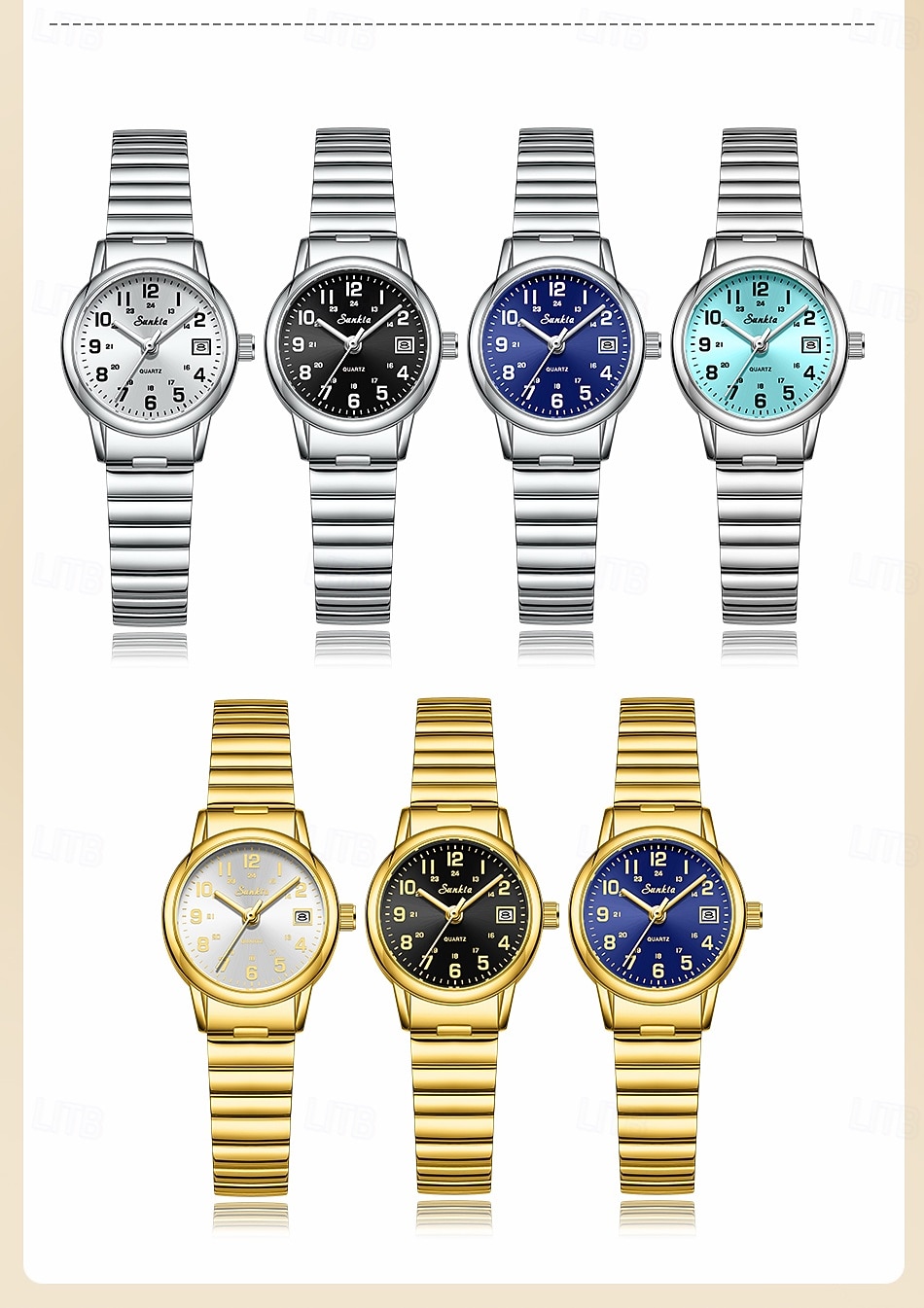 Montre femme facile à lire, à quartz, avec bracelet extensible en acier inoxydable, cadran bleu turquoise avec affichage de la date, étanche, élégante et décontractée, idéale comme cadeau pour femme de 2026 ? $18.99 –P5