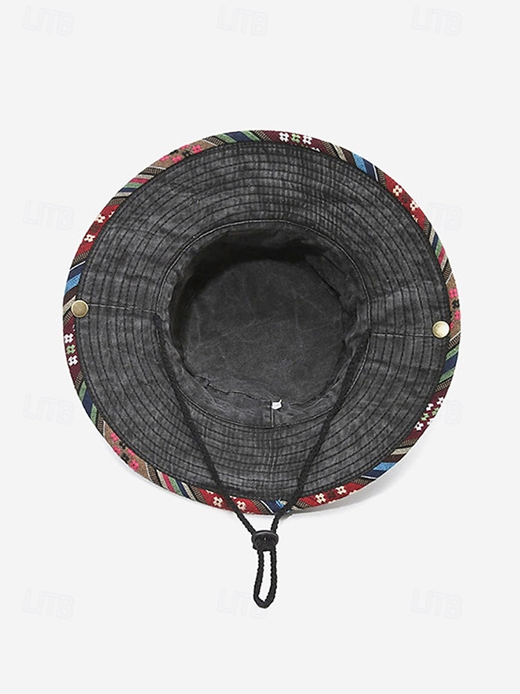 Ανδρικό καπέλο bucket από μείγμα βαμβακιού σε μποέμ στιλ με έθνικ σχέδια, πολύχρωμο σχέδιο – ιδανικό για καθημερινή χρήση και ταξίδια διακοπών 2026 - $11.99 –P10