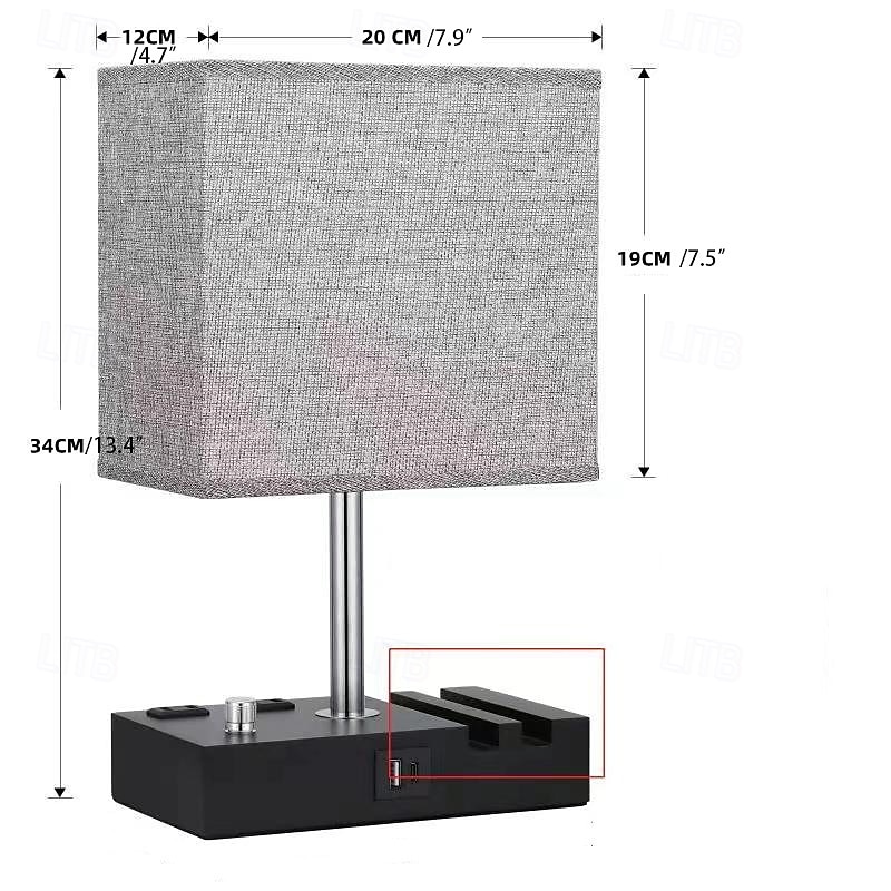Sypialnia lampa stołowa amerykańska prosta nordycka gałka ściemniająca uchwyt na telefon komórkowy usbc ładowalna lampka nocna 2026 - $154.99 –P1