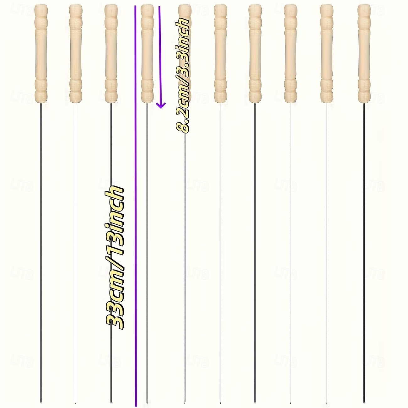 20 stuks barbecuespiesen, multifunctionele roestvrijstalen spiesen met houten handvatten, barbecueprikkers, benodigdheden voor buitenkoken en barbecueën van kippenvleugels en ander vlees. 2026 - $11.99 –P2
