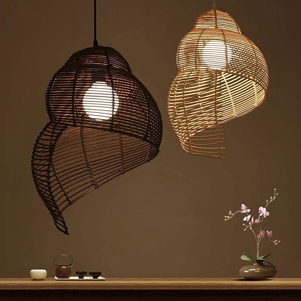 25 cm Design di Lanterna a Sospensione Lampada a sospensione Rattan Finiture Verniciate Moderno 110-120V 220-240V del 2026 a $122.99 –P9