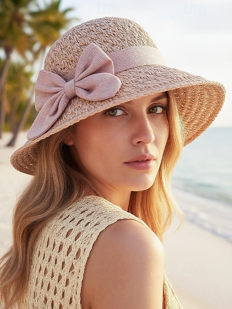 Naisten boheemi olkihattu rusetilla – useita värejä, kokoontaitettava helppoa kantamista varten, täydellinen arkeen ja rantalomalle 2026 - $11.99 –P2