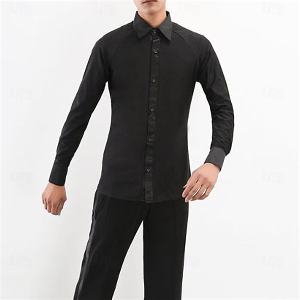 Baile Latino Cima Color Puro Hombre Fiesta Entrenamiento Rendimiento Manga Larga Nailon Licra 2026 - $69.99 –P5