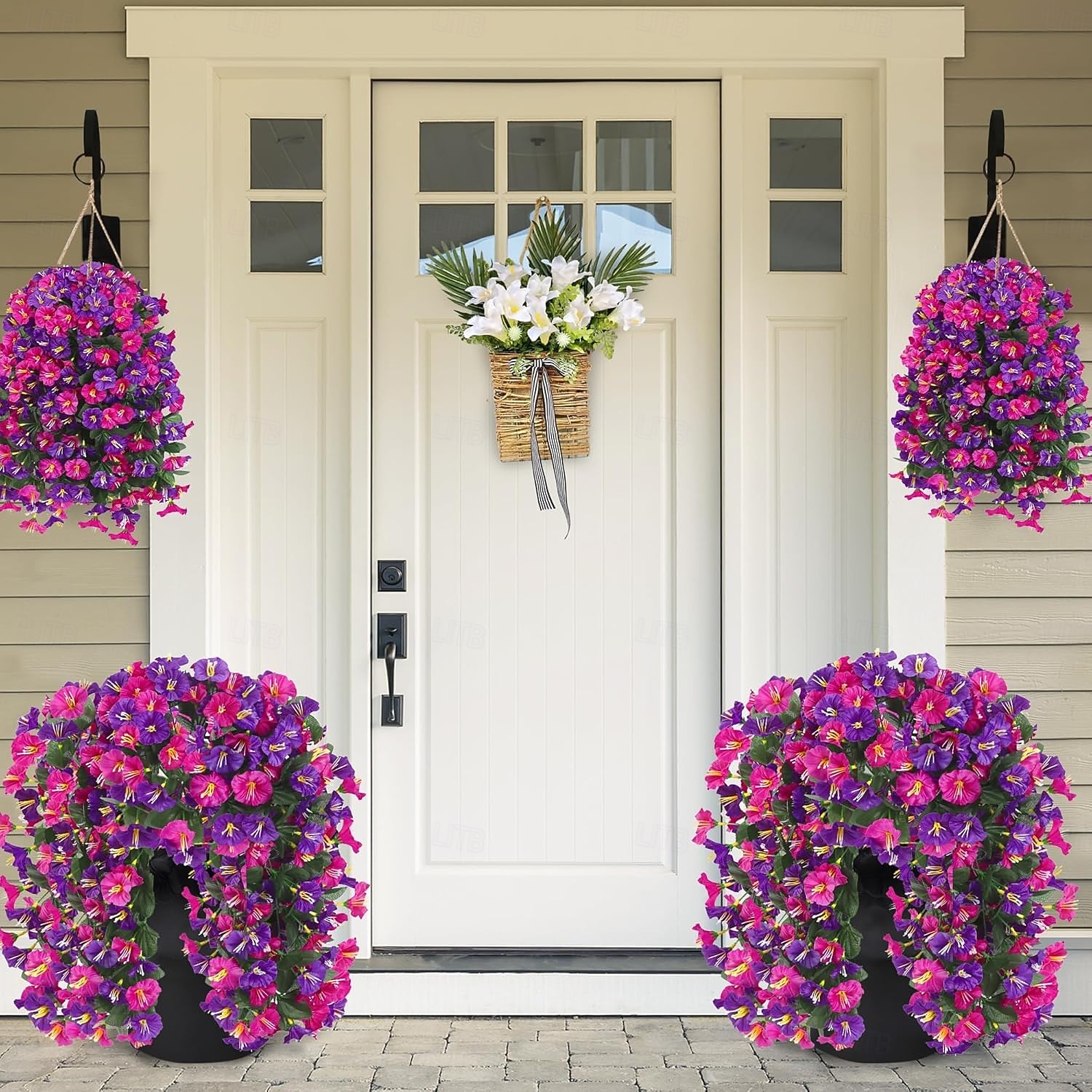 2/4 piezas de flores artificiales colgantes para exteriores, decoración de primavera y verano, de seda sintética, resistentes a los rayos UV, realistas, para el porche, el patio y el balcón del hogar. 2026 - $16.99 –P6