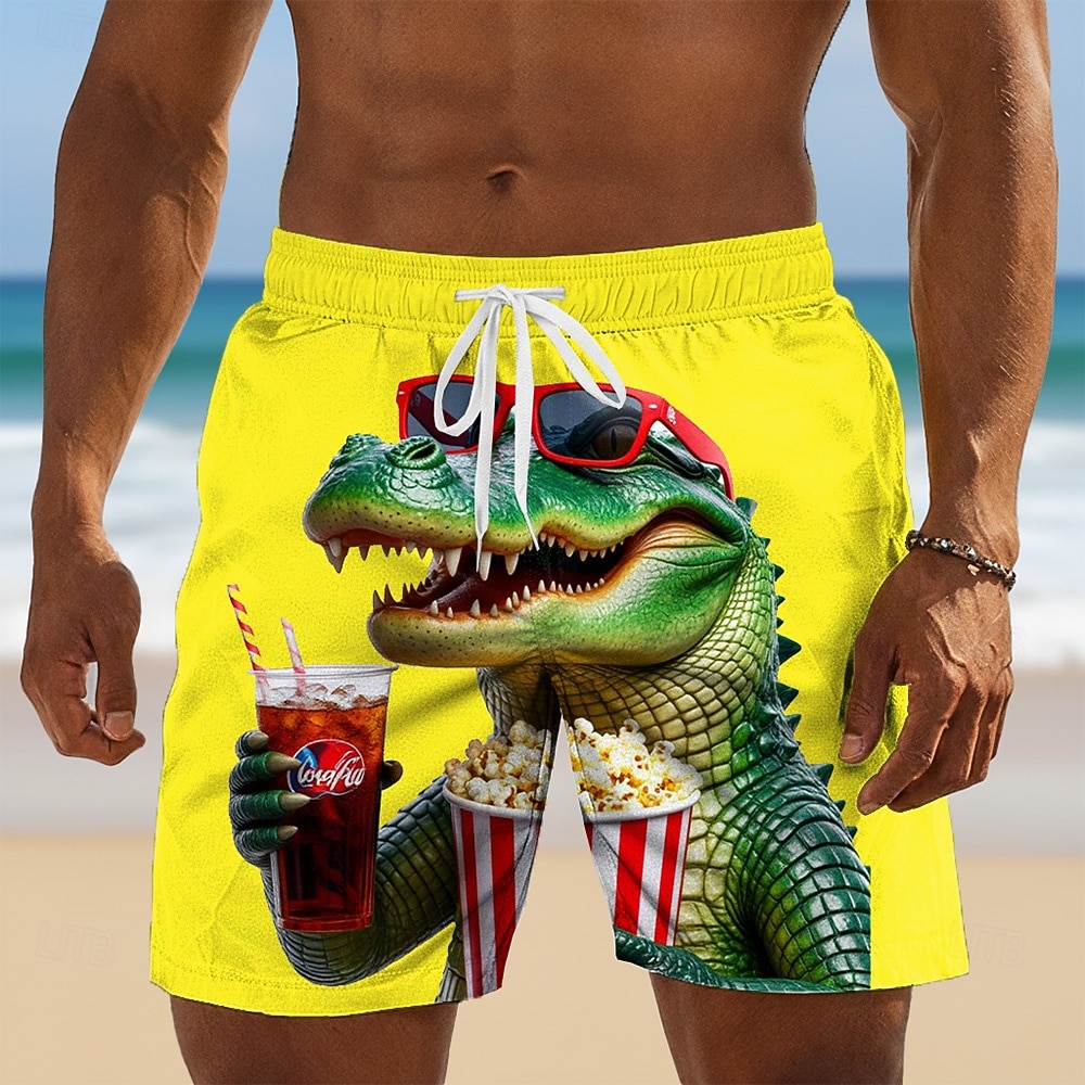 Homme Crocodile Drôle animaux de dessin animé Maillots de bain Shorts de bain Shorts de Surf Taille Moyenne Hawaïen Vacances à la Plage Poches Latérales doublure en maille Taille élastique avec de 2026 ? $20.99 –P2