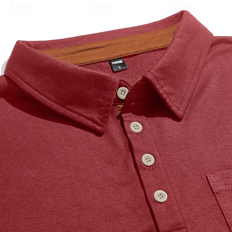 2026年 男性用 ポロシャツ カジュアル ストリート ラペル 半袖 ベーシック 近代の 平織り ボタン 高通気性 夏 春 レギュラー ブラック バーガンディー ネイビーブルー キャメル グリーン ライトブルー ポロシャツ  コレクション – $20.99 –P5