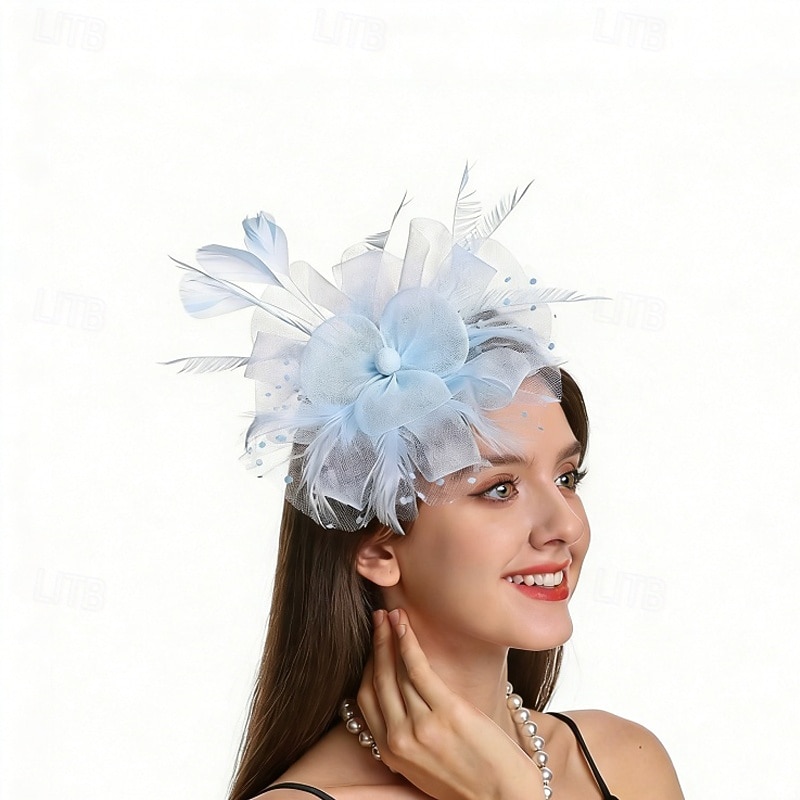 fascinators Nett Bryllup Bursdag Elegant søt stil Retro Rød Med Fjær Tyll Hodeplagg Hodeplagg 2026 - $17.49 –P3