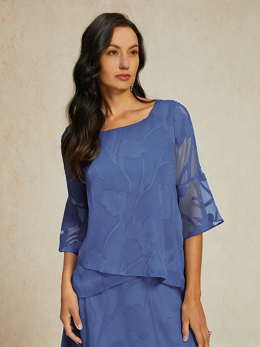 Жен. Кружевная рубашка Блуза Нарядные Топы Топы из шифона Асимметричный шов Сплошной цвет Цветочный принт Графика Элегантный стиль Стиль Классический Рукав до локтя Рукава-крылышки Вырез лодочкой 2026 - $64.99 –P3