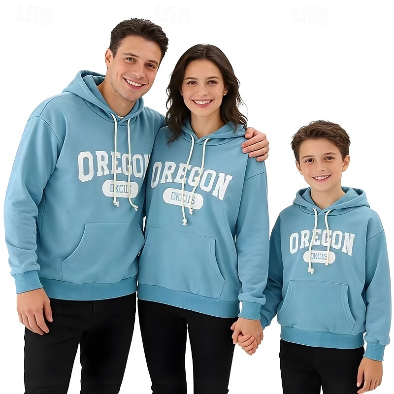 Family Tops Letter Casual Print Red Light Purple Beige Long Sleeve Active Matching Outfits 2026 - $45.99 –P18