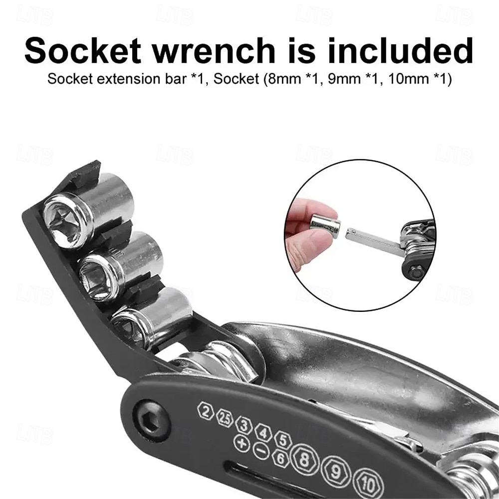 16 in 1 Portable Bicycle Repair Tools Kit Hex Wrench Nut Tire Screwdriver Motorcycle Bicycle Repair Tools 2026 - $9.99 –P4