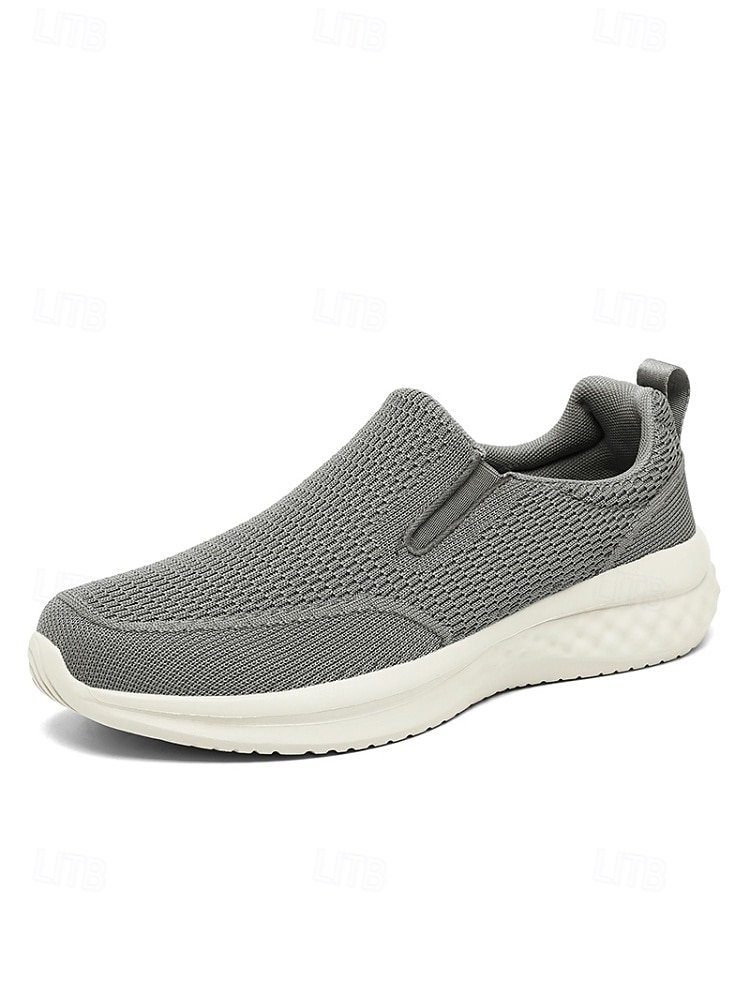 Grijze gebreide instapsneakers voor heren – lichtgewicht casual schoenen voor eiland- en cruisevakanties, ademende schoenen voor op reis en in resorts. 2026 - $42.99 –P6
