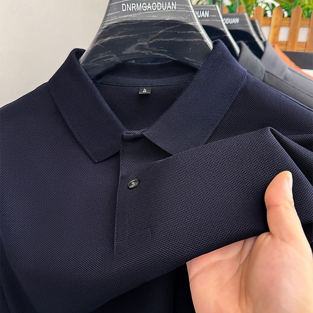 Men's Polo Polo Shirts Casual Vacation Lapel Short Sleeve Fashion Modern Plain Buttons Plain Summer Spring Regular Fit Lake blue Black White Yellow Pink Red Polo 2026 - $18.99 –P11