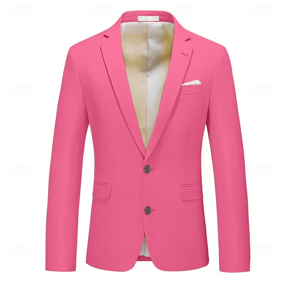 Herren Abschlußfeier Blazer Abendkleidung Zeremonie Hochzeitsfeier Business-Kleidung Mode Lässig Frühling & Herbst Polyester TR Einfach Tasche Lässig / Alltäglich Einreihig Blazer Hellrosa Gelb Rosa 2026 - $60.99 –P1