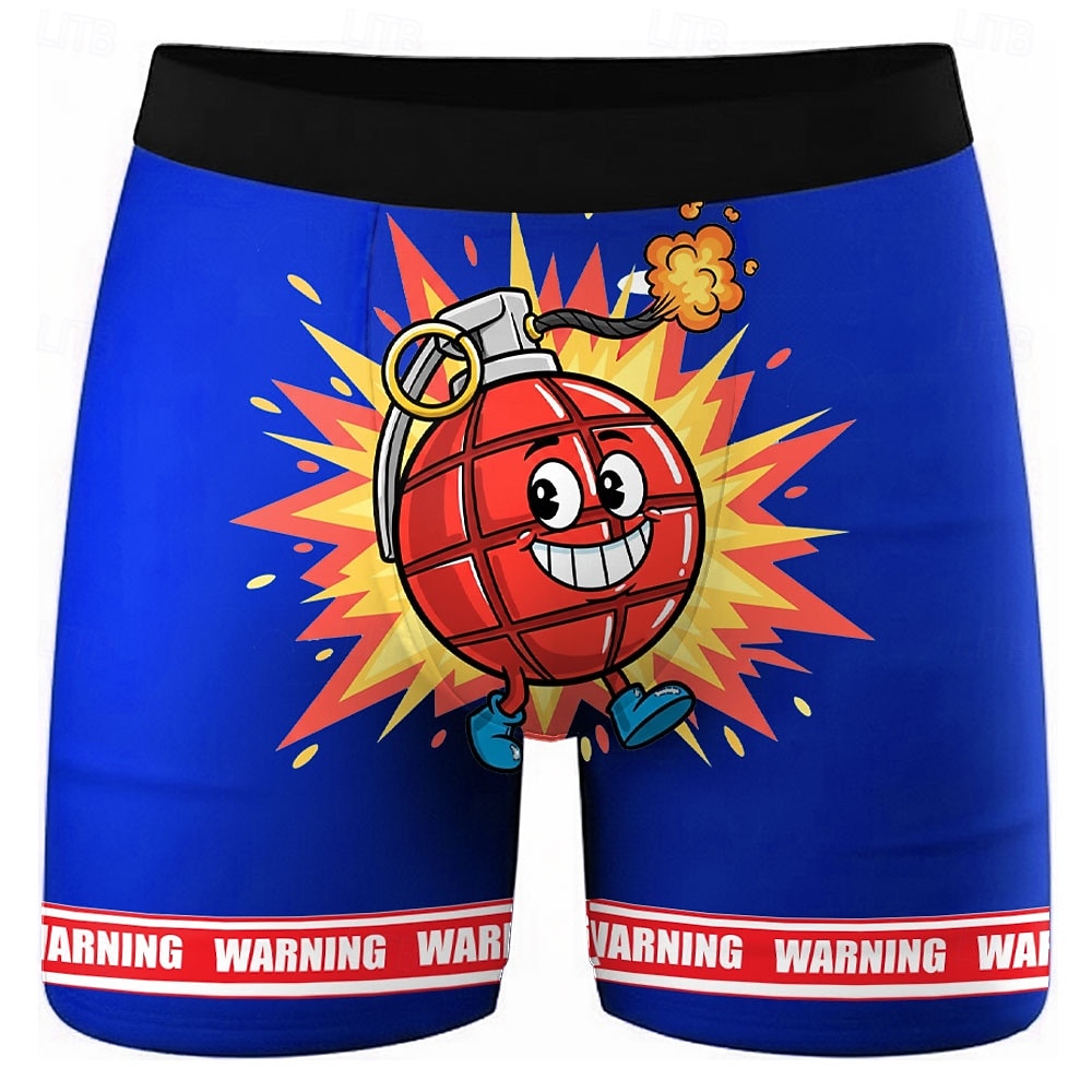 Муж. Мультипликация С надписью Бомбить Эластичные боксерские трусы Плавки Боксерские шорты для плавания Веселая Повседневные Дом Пляжный отдых 2026 - $16.99 –P4