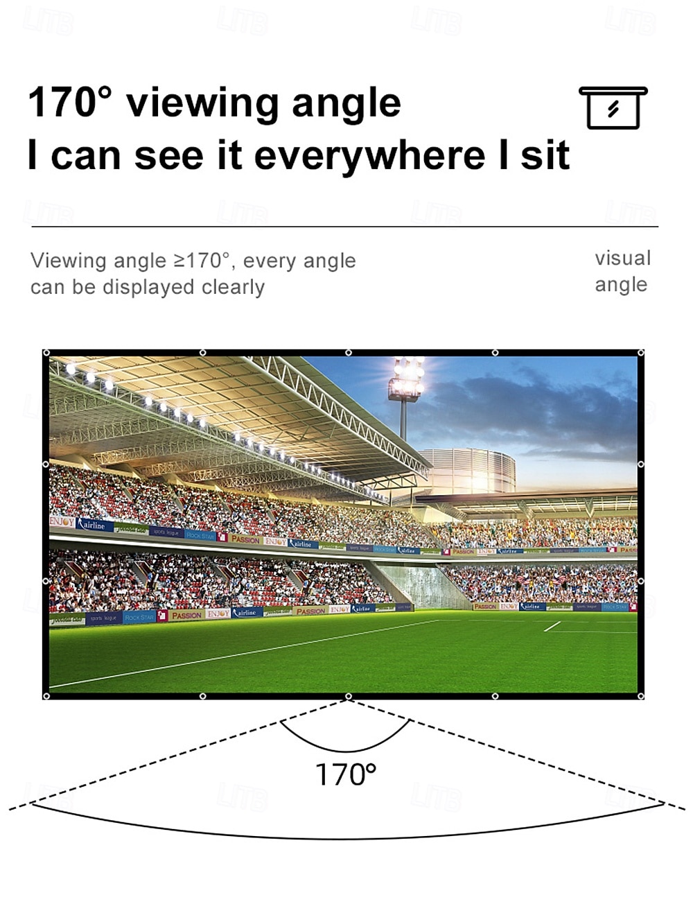Projector Screen 16:9 HD 4K, Foldable Portable Projection Screen for Home Theater, Indoor Outdoor Movie Screen with Reinforced Edges and Grommets, Anti-Crease Video Screen for Office & Backyard 2026 - $19.99 –P7