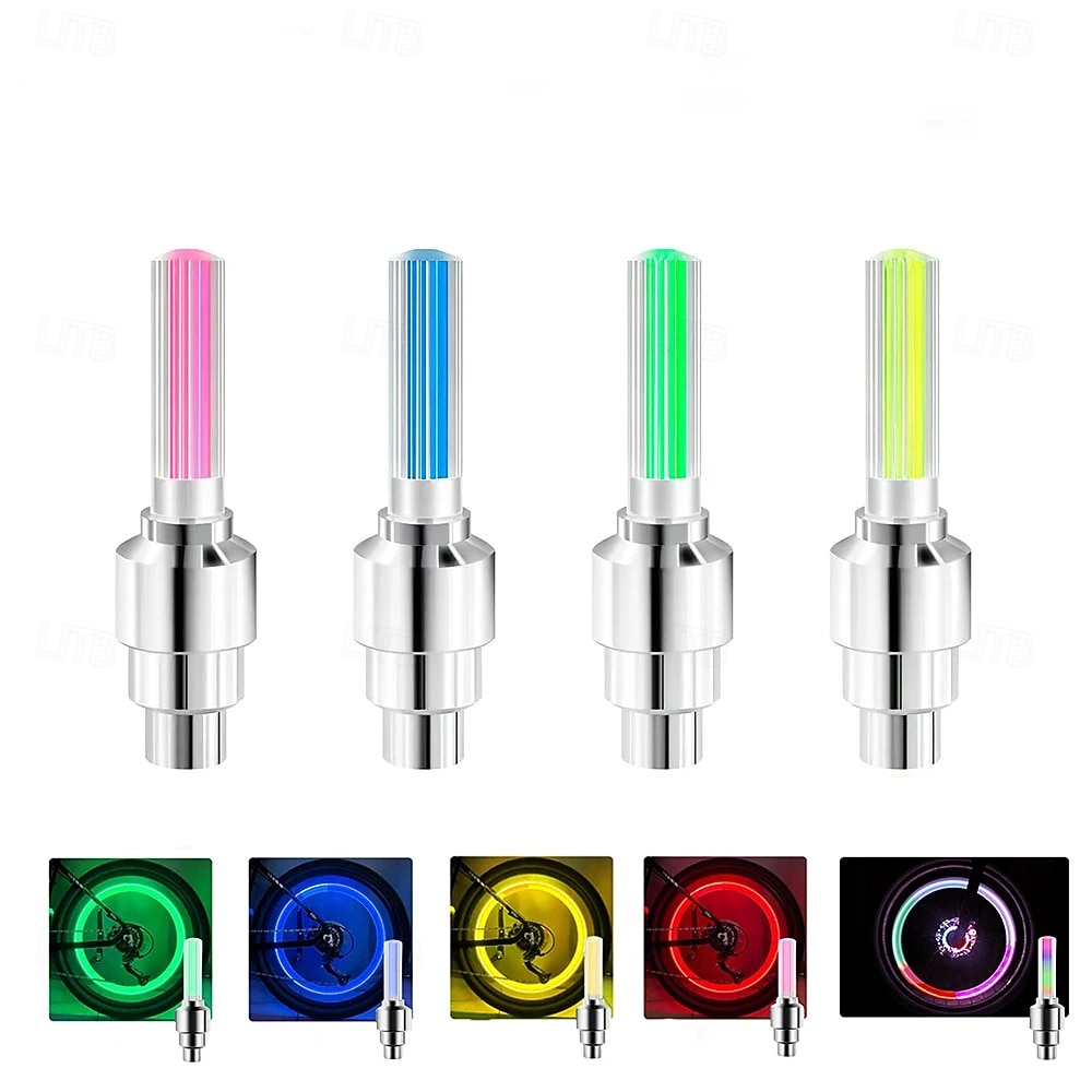 2 stk. LED-sykkelventillys, neon sykkeleikelys, sykkeldekkventillys, varsellys for nattkjøring, sykkeltilbehør 2026 - $9.99 –P2