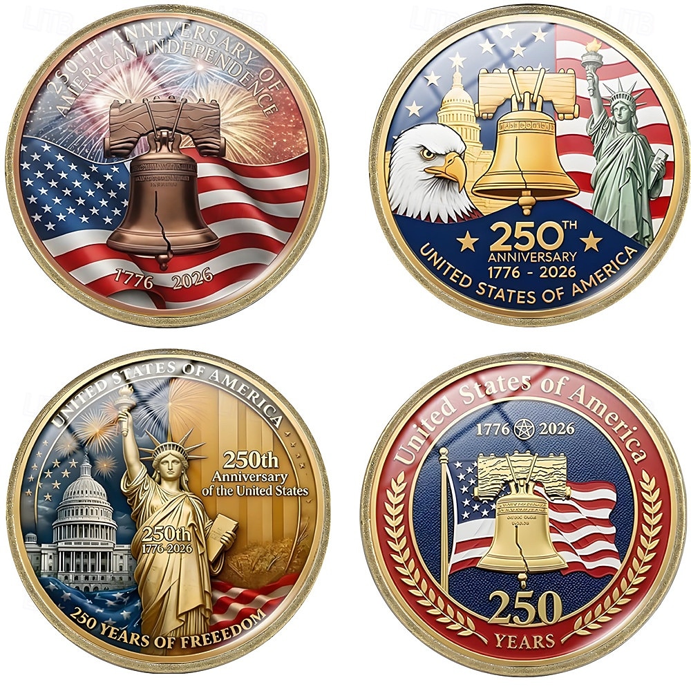 4pcs U.S 250th Anniversary Necklace Set – 2D Eagle & American Flag Pendant, Patriotic Commemorative Jewelry, 1776-2026 Collectible, Independence Day, 4th of July, USA Pride Gift 2026 - $15.99 –P7