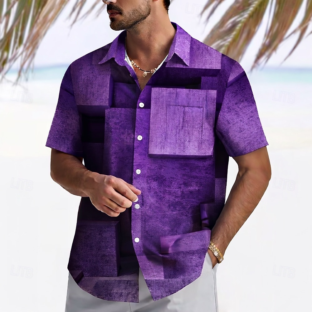 Hombre Geométrico Bloque de color Retazos Camisa Camisa de verano Abotonar la camisa Manga Corta Moda informal Exterior Vacaciones Uso Diario Verano Primavera Cuello Vuelto Impresión 3D camisas con 2026 - $25.99 –P4