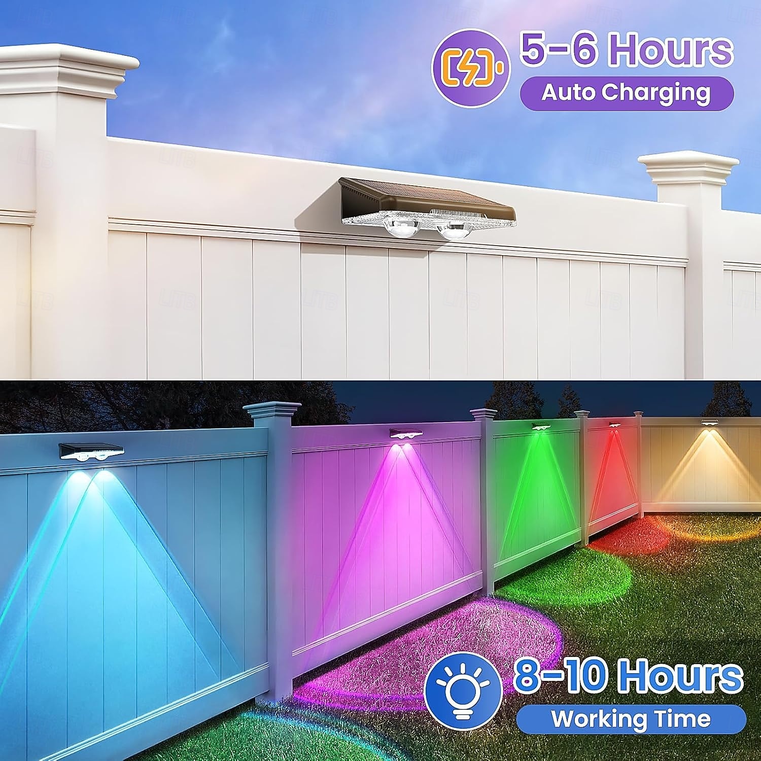 4/8 stuks solar buitenwandlampen voor binnenplaats, LED tuinlamp, waterdichte trapverlichting, RGB kleurrijke sfeerverlichting, solar wandverlichting 2026 - $53.99 –P5