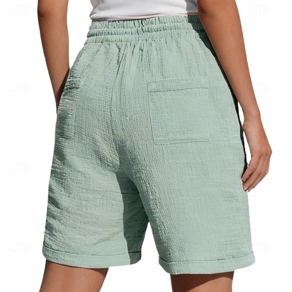 Damen Bermudashorts Shorts Sommershorts Strandshorts Urlaub Mode Alltagstauglich Knielang Hohe Taille Einfarbig Einfach Kordelzug Tasche Elastischer Bund Komfort Weich Atmungsaktiv Mikroelastisch 2026 - $28.99 –P2