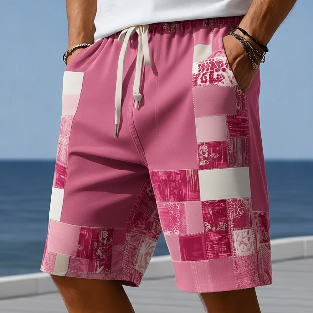Herren Farbblock Patchwork Karo / Karomuster Badehosen Badeshorts Boardshorts Mittlere Taille Modisch lässig Outdoor Urlaub Alltagskleidung Seitentaschen Netzfutter Elastischer Kordelzug in der Taille 2026 - $20.99 –P3