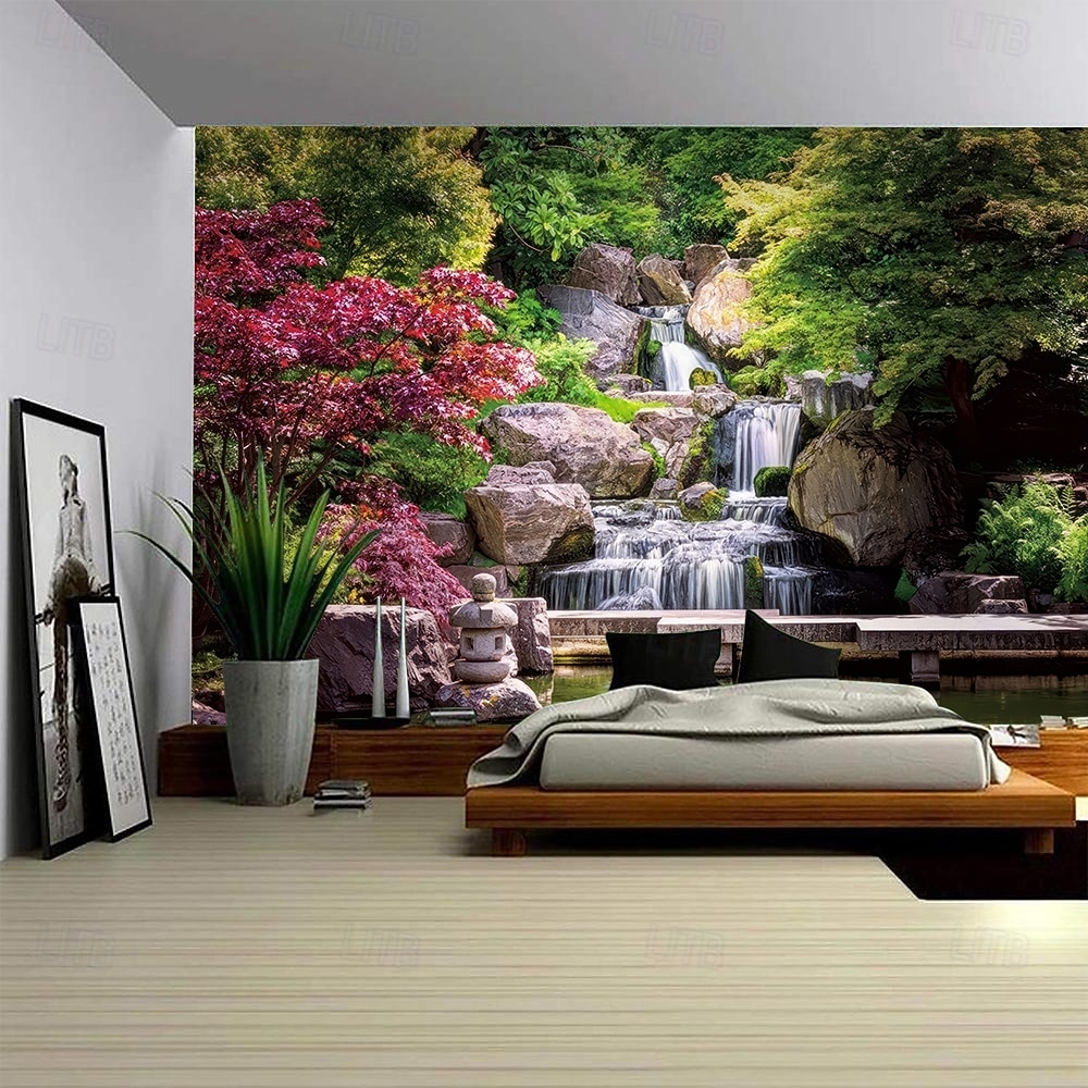 Tapiz de pared 3D realista con paisaje natural, cascada y lago azul, bosque de ensueño, montaña y flores. Tapiz colgante para sala de estar, dormitorio, residencia estudiantil, hogar y oficina. 2026 - $45.99 –P7