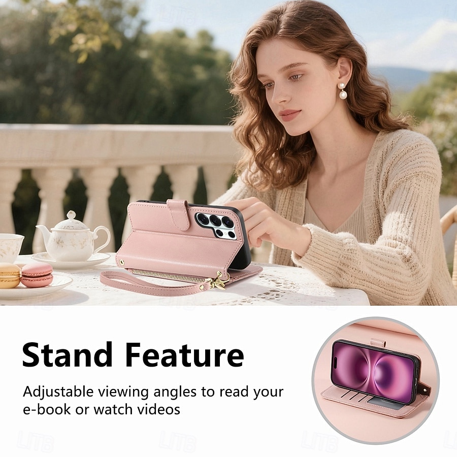 Phone Case For Samsung Galaxy S26 S26 Plus S26 Ultra Wallet Case Flip Cover Zipper with Wrist Strap Kickstand Retro TPU PU Leather 2026 - $19.99 –P16