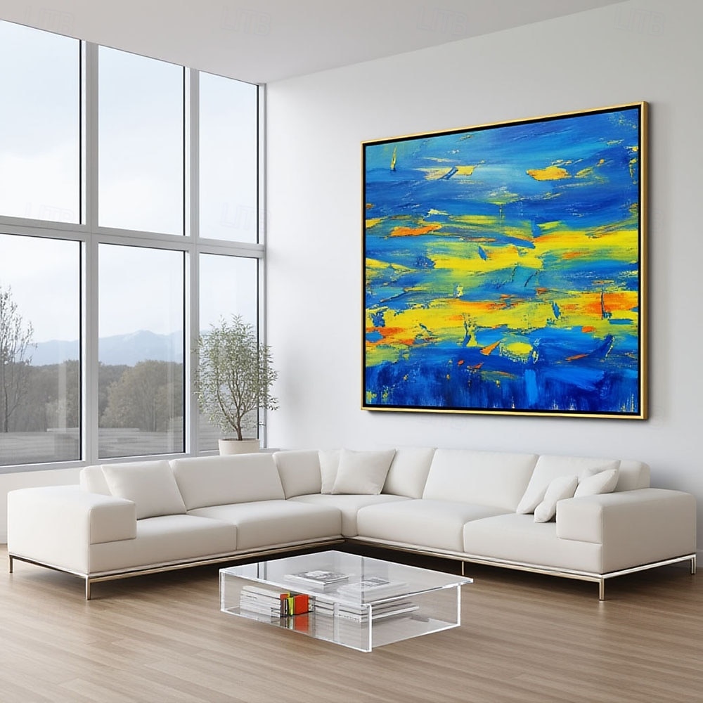Hand Painted Original Blue Yellow Art Abstract Painting Contemporary Abstract Art Large Abstract Painting Extra Large Texture Abstract Art 2026 - $91.99 –P4